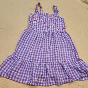 Cat & Jack Sz 8 Girls Embroidered Gingham Purple Plaid Dress